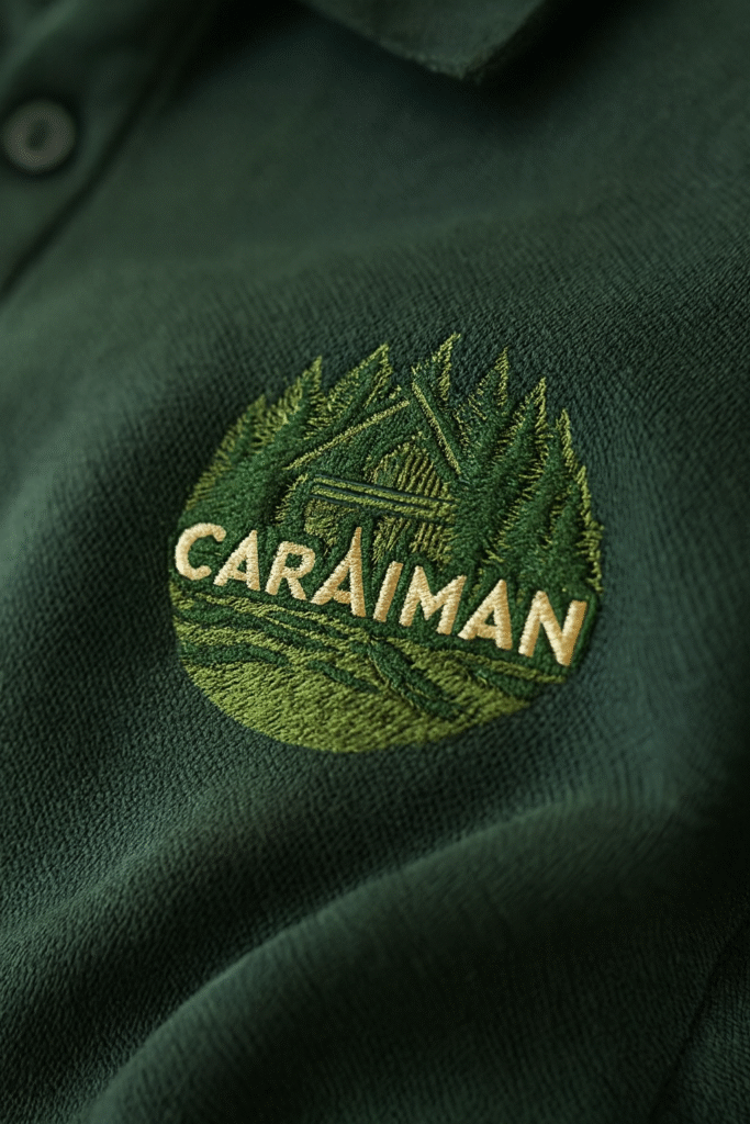 broderie personalizata pentru berea romaneasca Caraiman Romania realizata de EmblemeBroderie.ro pe tricou polo